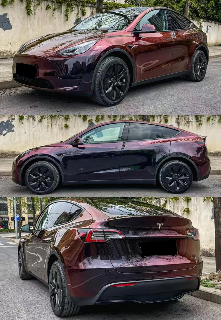 2025 Hoge rekbare TPU Car Wrap Films Lichtgevoeligheid Zwart en rood PPF Hydrofobe voertuigverfbescherming Lichaamspositie