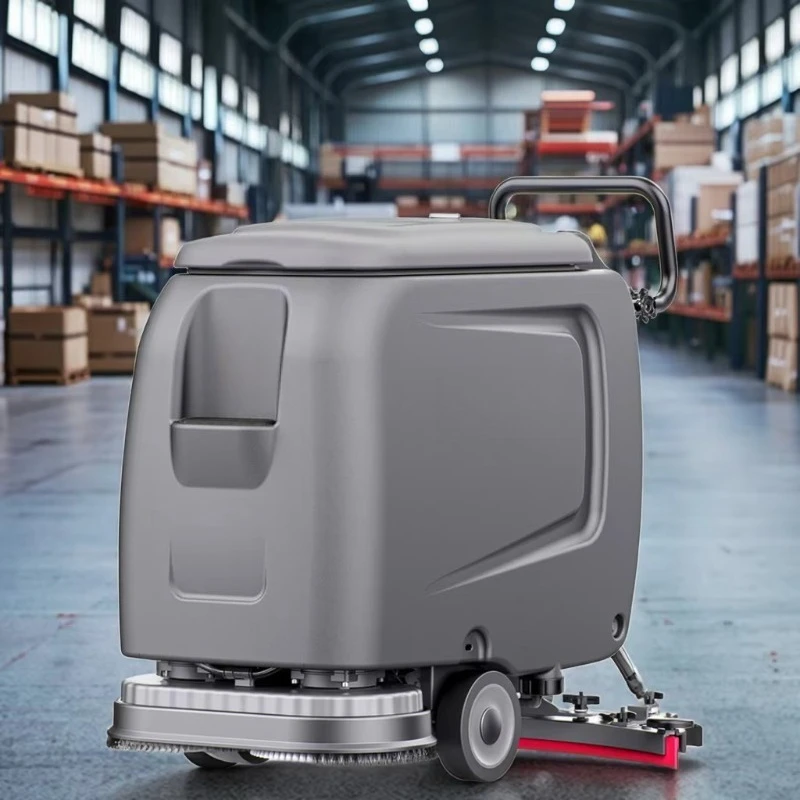 

Electric Hand-Pushing Mini Walk Double Brush Floor Scrubber Dryer Mop Machine New Plastic