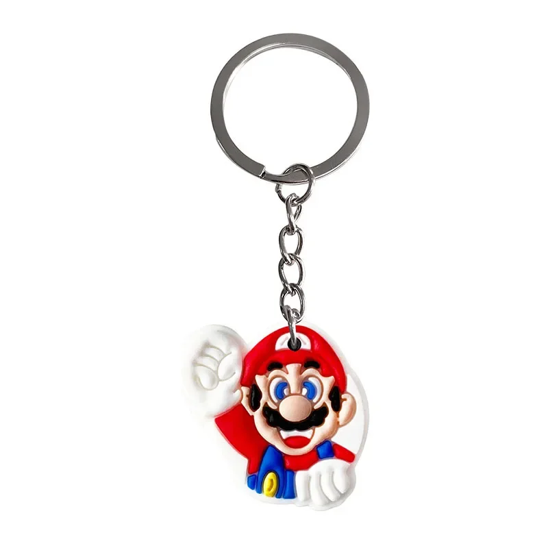 Super Mario Bros Keychain Silicone Funny Keyring Bag Pendant Couple Car Keyholder Creative Bag Charm Accessories Gift