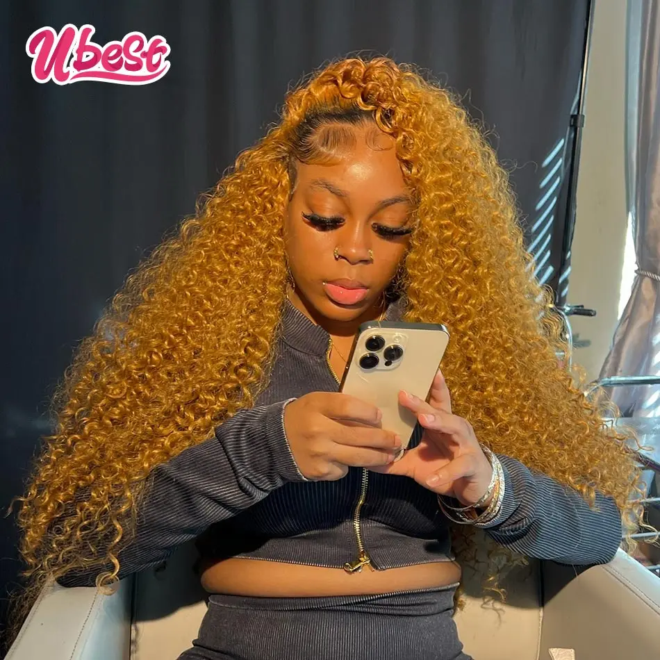 

13X6 Transparent Lace Front Curly Water Deep Wave Wig Human Hair Brown Yellow Colored 5X5 Lace Closure Wig PrePlucked for Women