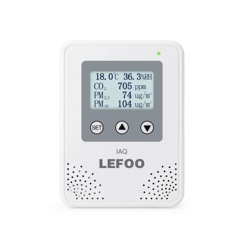 Lefoo Indoor Air Quality Sensor with CO2 Formaldehyde PM2.5 PM10 Detection IP30 Protection Wall-Mounted
