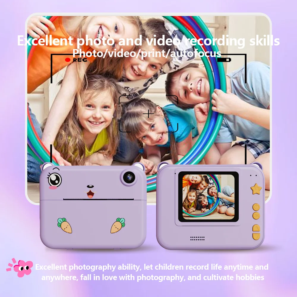 Children HD Digital Camera Instant Print Photo Thermal Printing Photograph Video Print Kids Camera Toys With 32G Memory Card