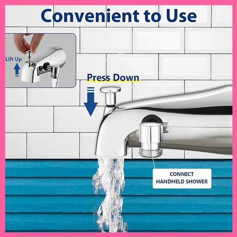 ABNM All Metal Bathtub Faucet With 9 Sprayer Settings, Chrome Finish, With Built-In Diverter And Universal Fit Adapters