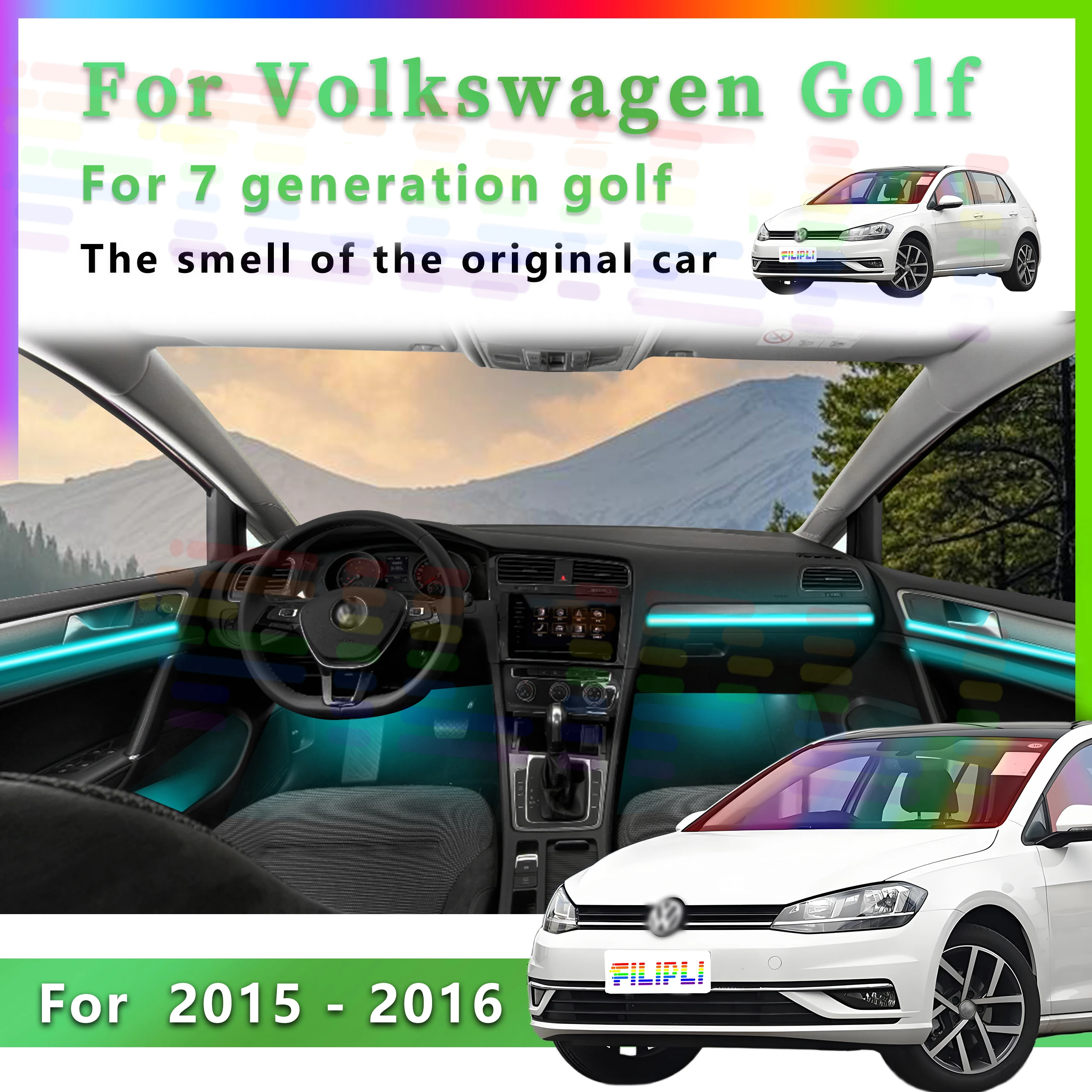 

FILIPLI для Volkswagen Golf 7-го поколения, акриловые светодиодные фонари с управлением через приложение и симфоническими эффектами RGB