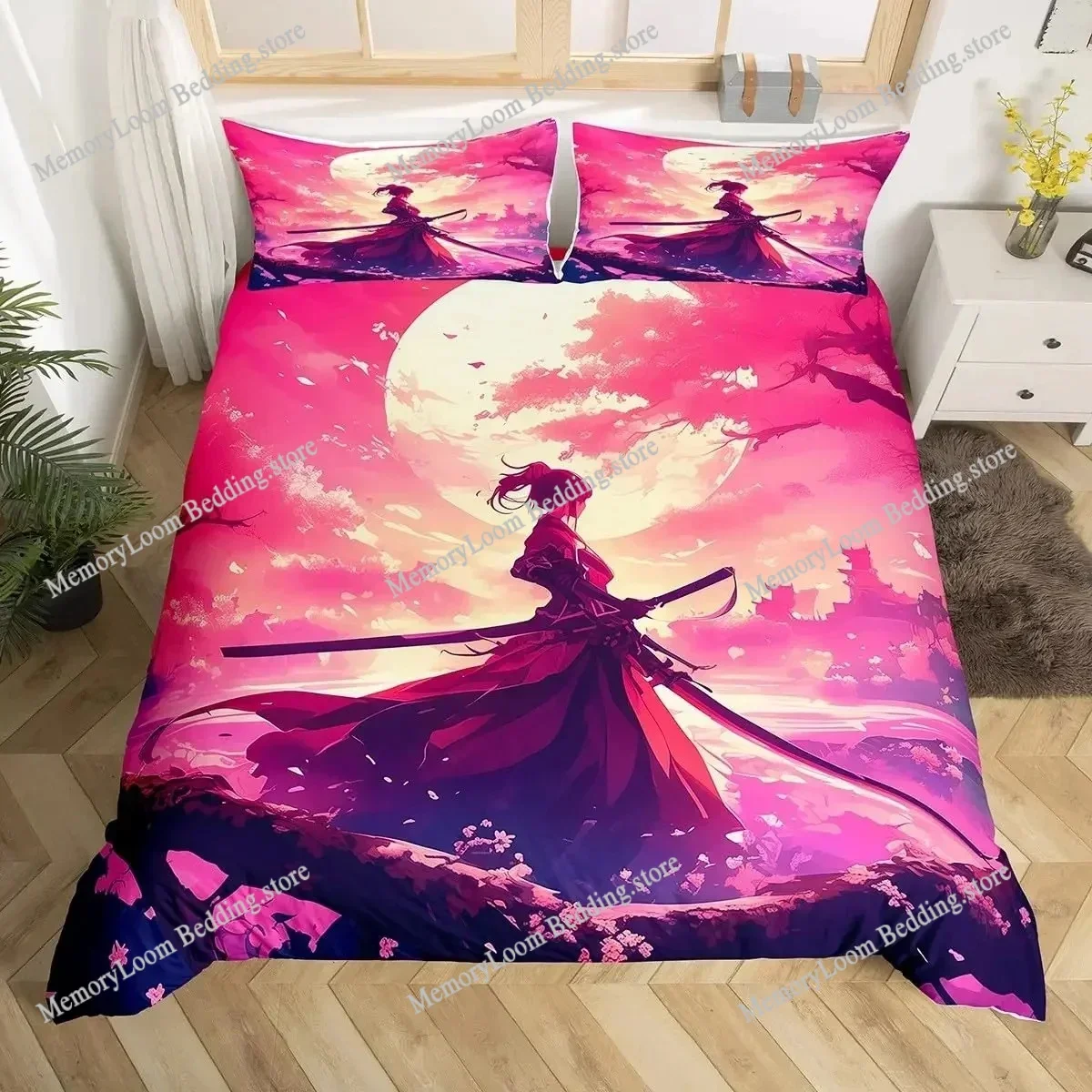 3D Print Colorful Japanese Samurai Bedding Set Boys Girls Twin-Queen-King Size Duvet Cover Pillowcase Bed Kids Adult Soft Cozy