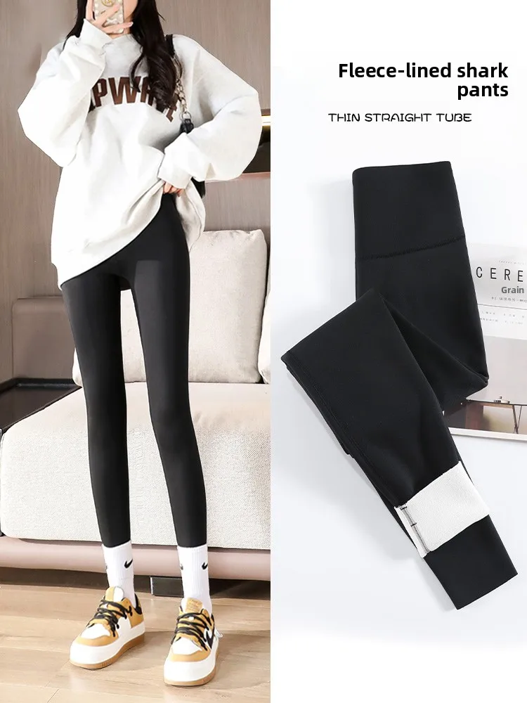 

Брюки для йоги из овчины с высокой талией на подкладке, женская верхняя одежда, зимние узкие брюки для похудения, подтягивающие живот