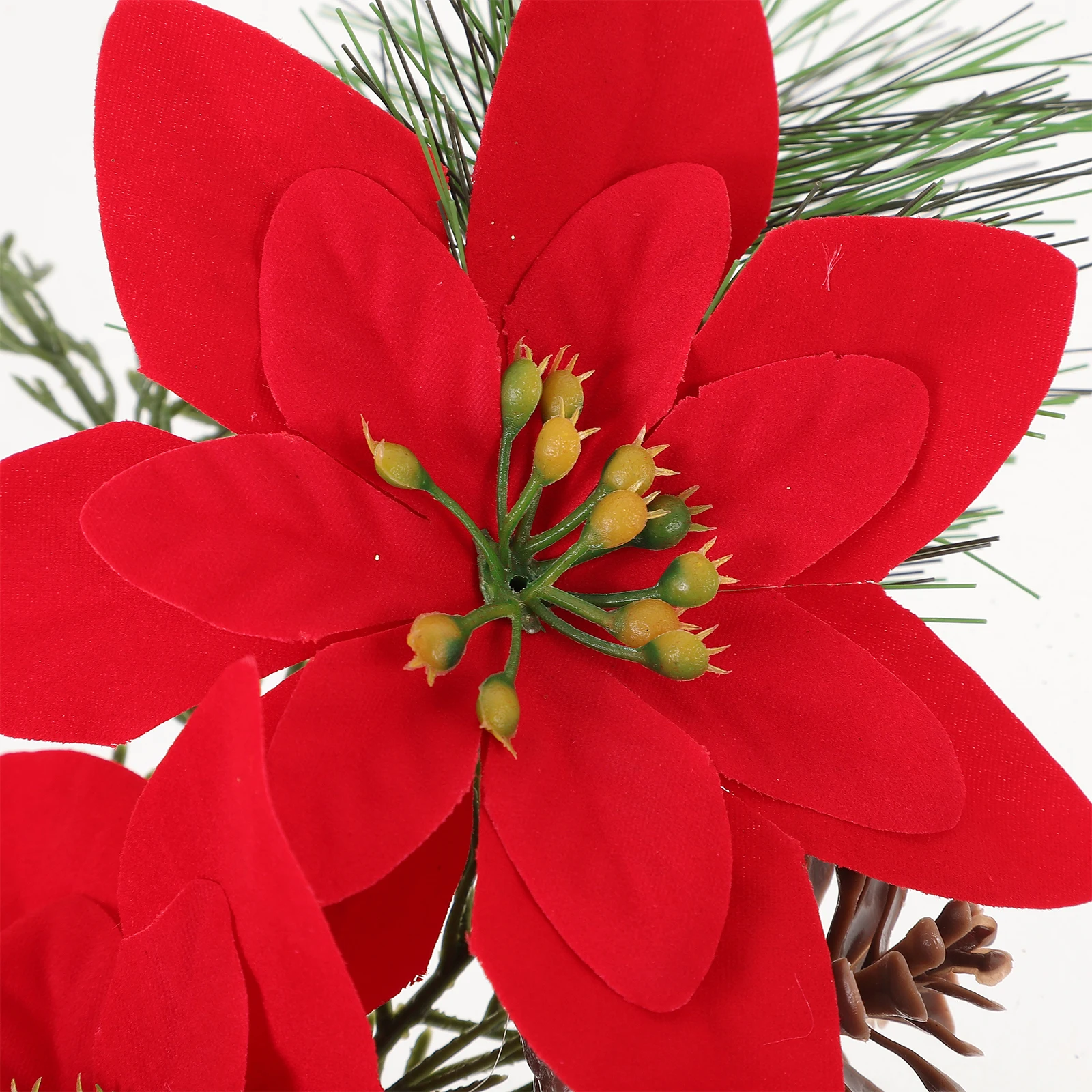 

2Pcs Simulation Poinsettia Stems Faux Flowers for Christmas Xmas Tree Decor DIY Floral Poinsettia Picks Wedding Favor Decor