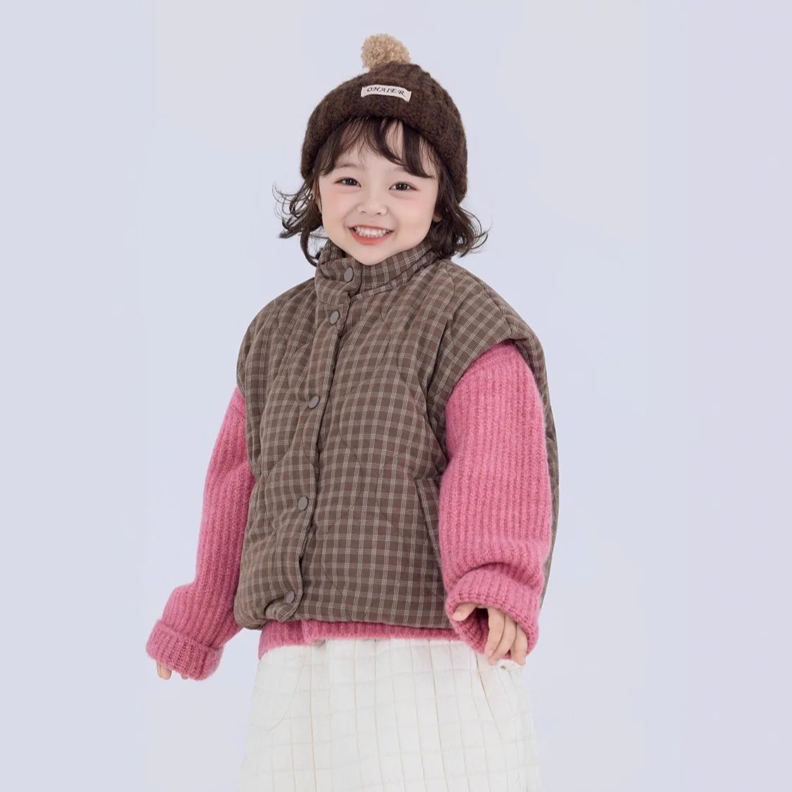 

Детские парки для маленьких девочек, жилет, новый зимний клетчатый утепленный теплый жилет с воротником-стойкой для маленьких девочек, жилет без рукавов для маленьких девочек