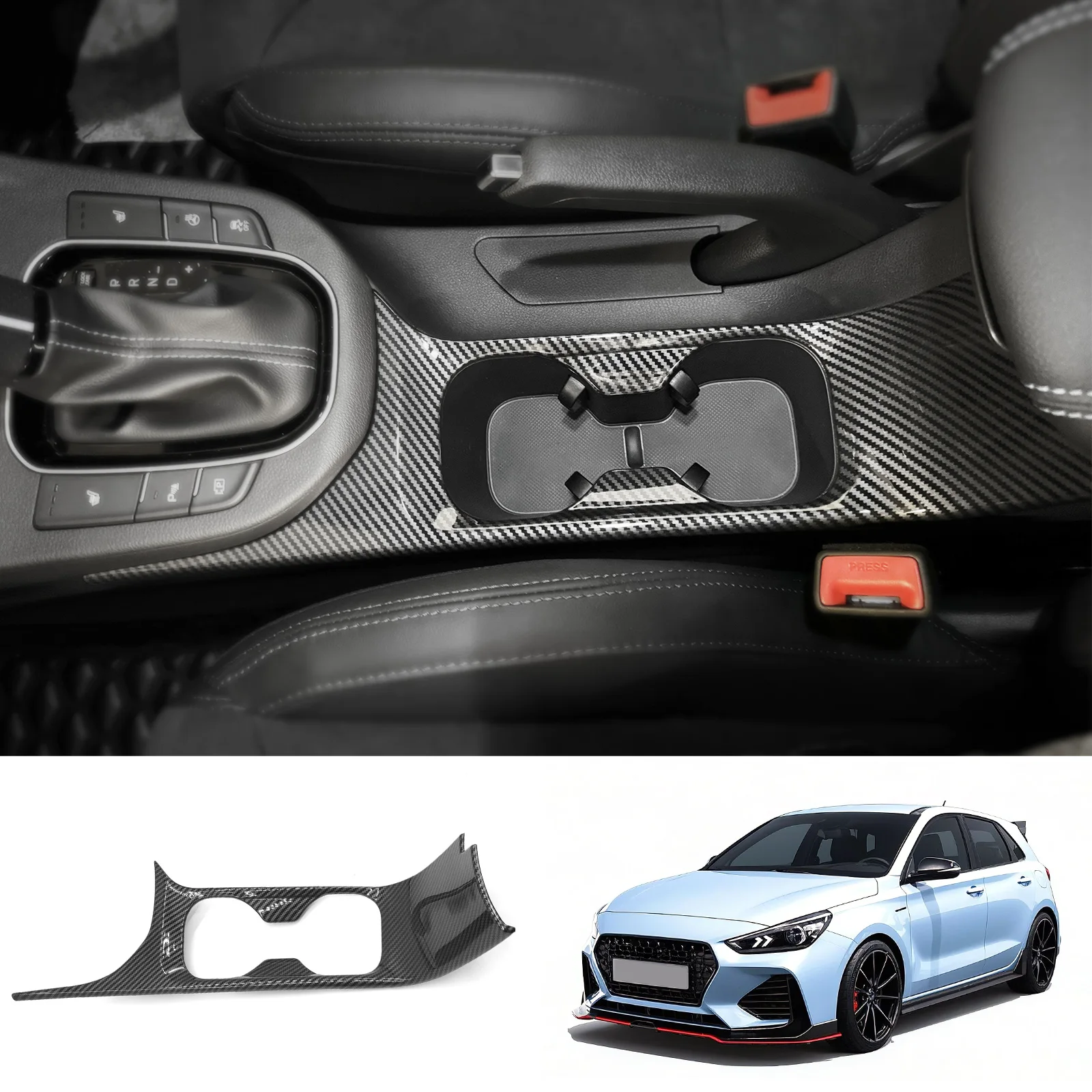

For Hyundai i30 N 2018-2023 Right Hand Drive Central Center Console Water Cup Holder Cover Interior Mouldings Decorative