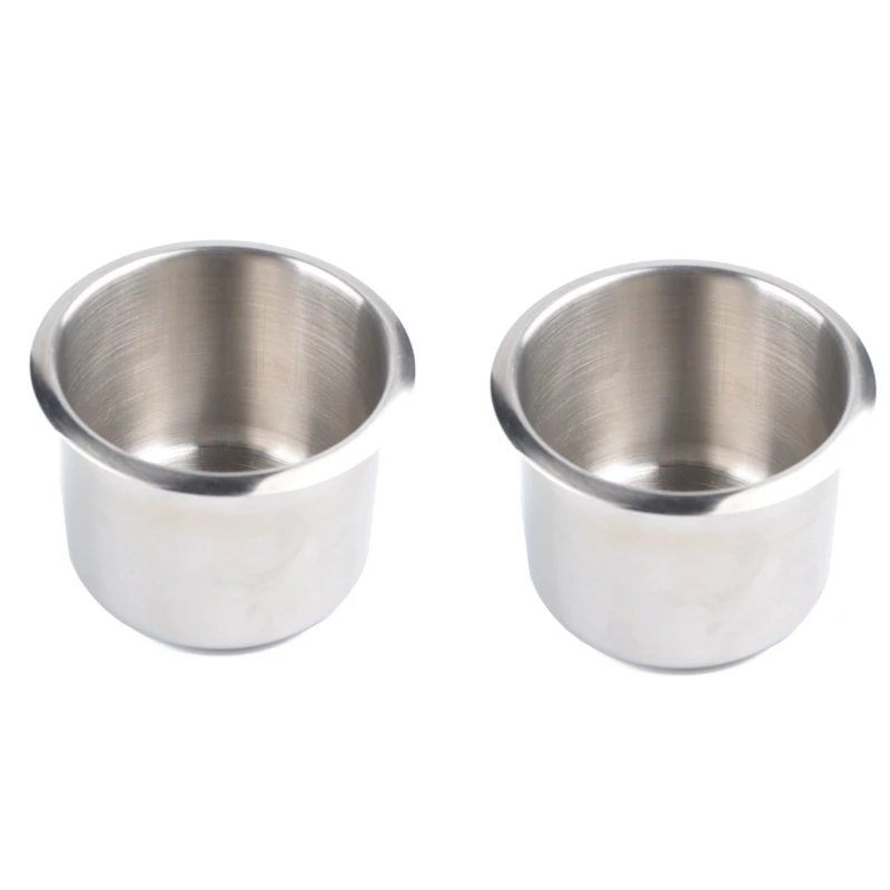 2PCS Marine Boat Yacht RV Recessed Cup Drink Can Holder Stainless Steel Drop-In Cup Holder