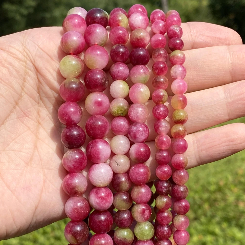 Natural Tourmaline Stone Round Loose Spacer Beads For Jewelry Making 6/8/10mm DIY Bracelet Necklace Handmade