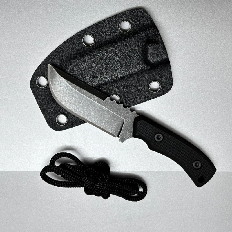 

2024 Outdoor camping mini straight knife with K sheath portable high hardness edc knife self-defense rescue multi-function tool