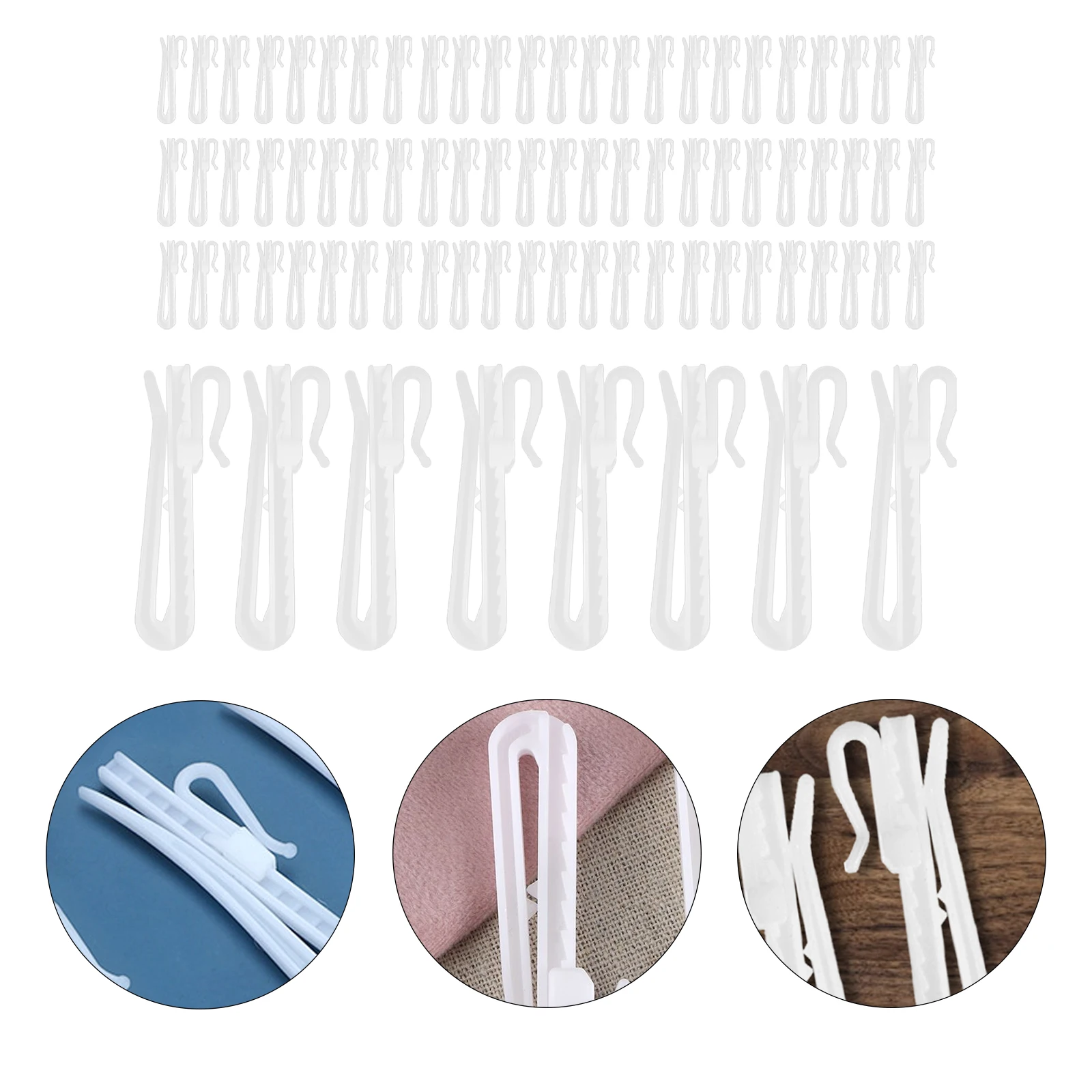 

100pcs Curtain Lift Hooks Adjustable Drapes Hardware Plastic S Hook 7cm Long Smooth Safe Compact Storage