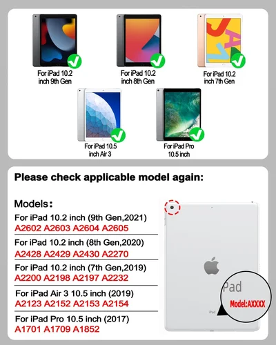 Imagen 2 del producto Teclado Mágico para iPad 10.2 de 9.ª, 8.ª y 7.ª Generación, Funda con Teclado para iPad Pro 10.5, Air 3, Funda Magnética Tipo Folio Cantilever