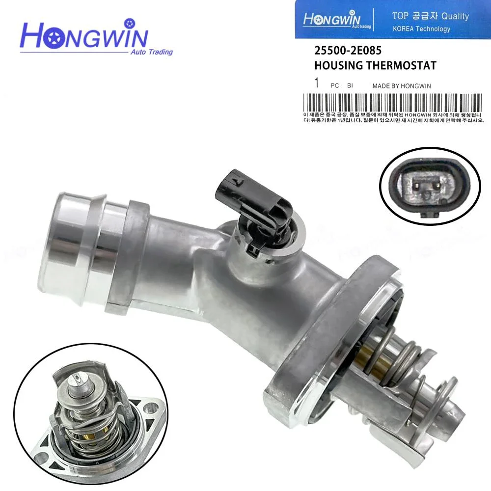 New 25500-2E085, 255002E085 Engine Coolant Thermostat Assembly For 17-20 Hyundai Veloster Elantra Kona - Kia Soul Seltos 2.0L