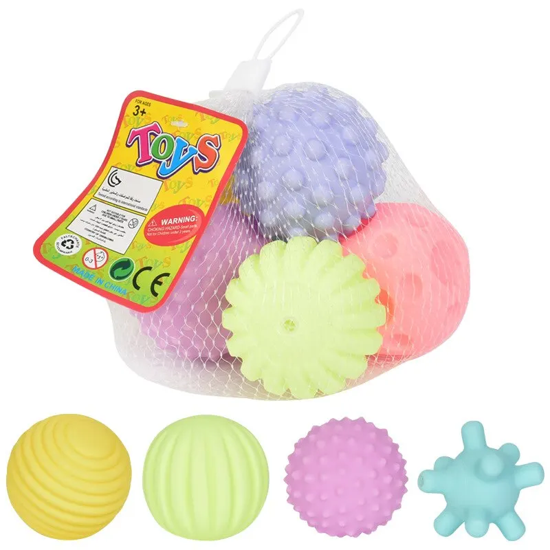 4PCS Set Soft Rubber Multi-Texture Baby Grab Ball Toy Exercise Grasp Ability Hand Grab Ball