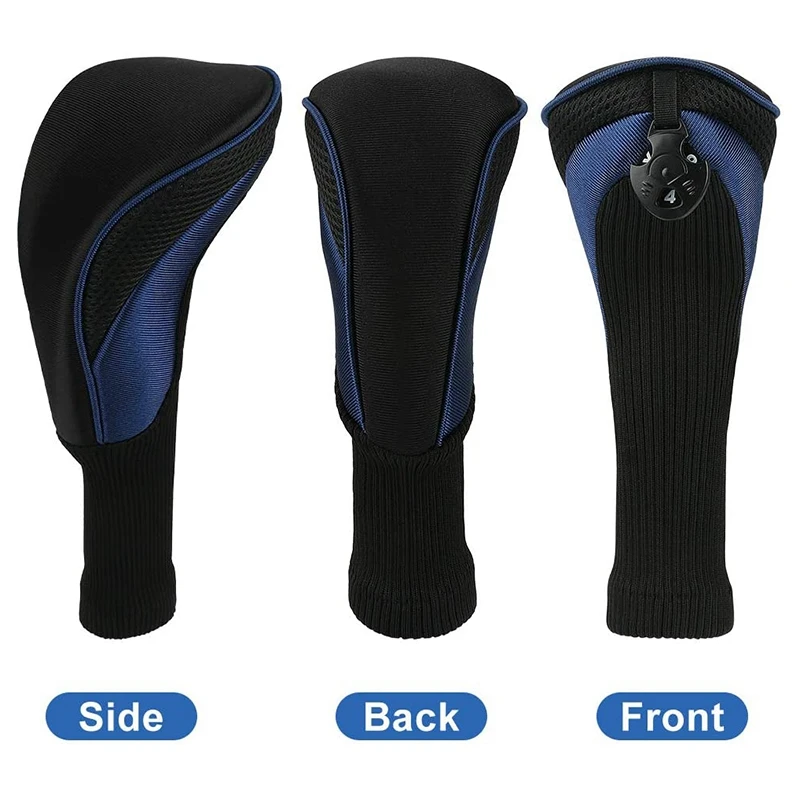 3Pcs Golf Club Head Covers For Fairway Woods Driver Hybrids, Long Neck Mesh Golf Club Headcovers Set