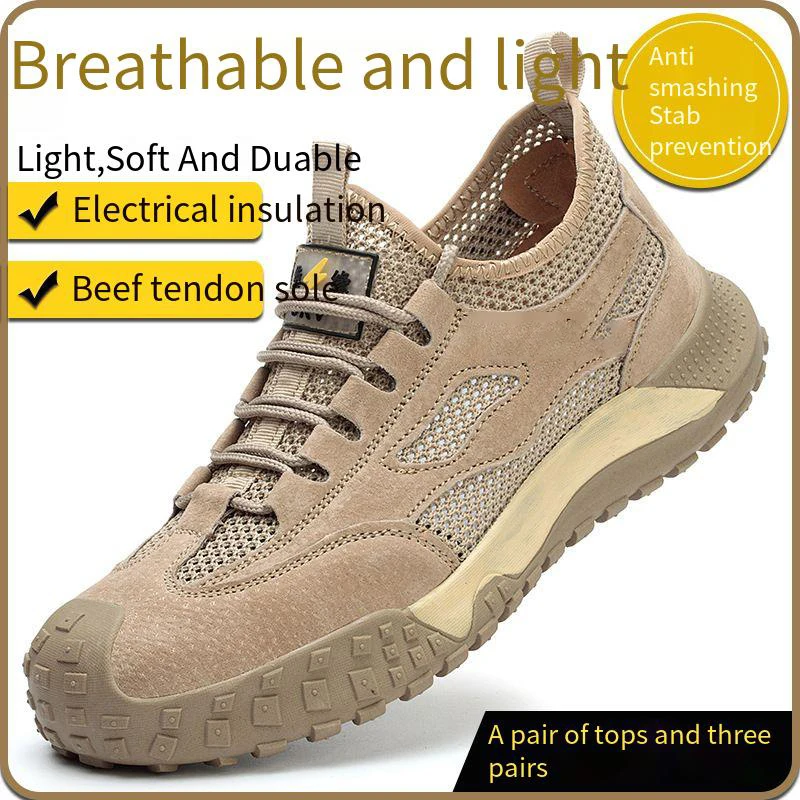 Labor Protection Shoes Men Insulation Anti Smashing Puncture Low Top Design Electricians Wear Resistance Sole Safety Shoes