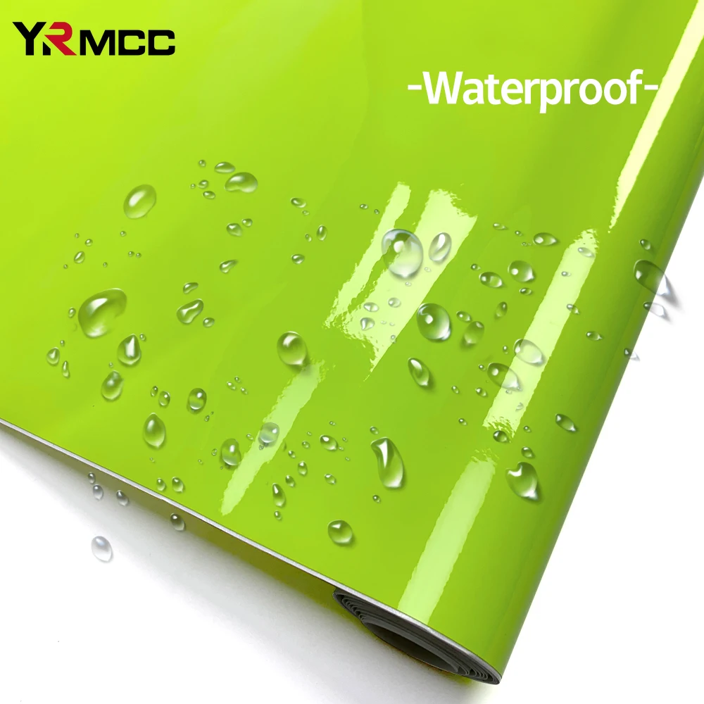 

Glossy Stickers Self Adhesive Lemon Yellow Vinyl Wrap Film Air Bubble Free Car Wrapping Film for Scooter Motorcycle Accessories