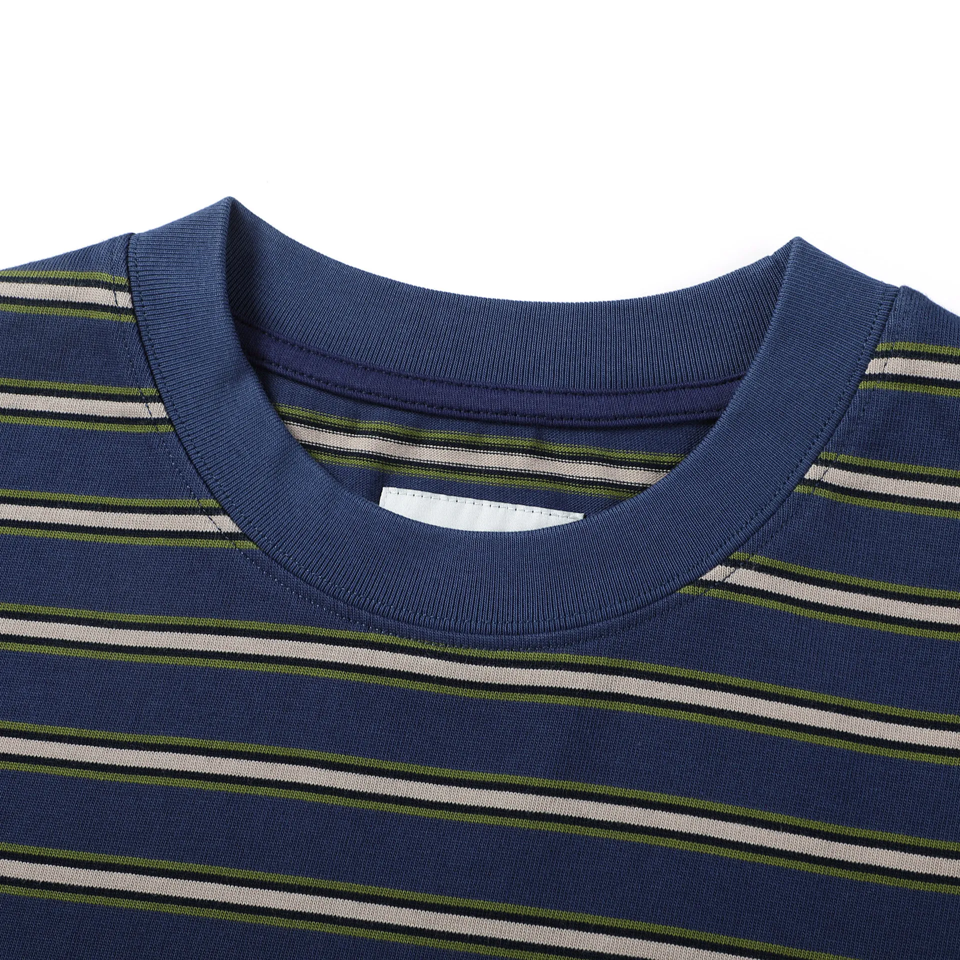 26SS Summer Japanese Retro 320gsm 100% Cotton Little Whale Embroidery Striped Loose Fit Short Sleeve T-Shirt Cityboy Tee Unisex