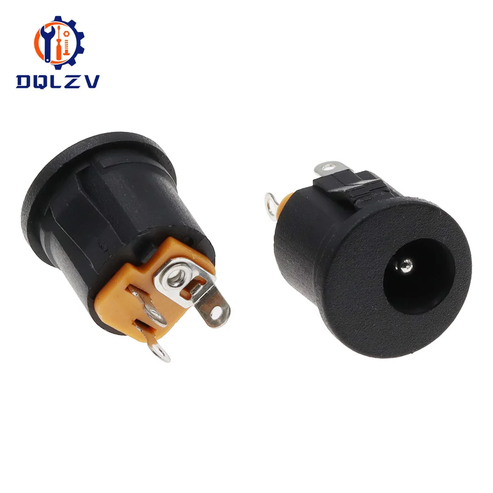 DC-022K 5.5*2.1MM 5.5*2.5MM 3.5*1.35MM DC Power Socket 3Pin Connector Panel Mounting DC022 With Card Slots Charging Socket