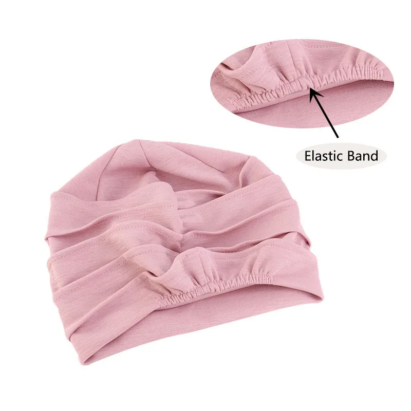 New Women Solid Color Turban Cotton Cancer Beanie Bonnet Inner Hijabs Cap Hair Loss Chemo Hat Elastic Head Cap Muslim Indian Hat