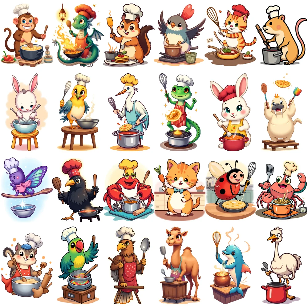 

28 шт. временные татуировки с животными для приготовления пищи, водонепроницаемые долговечные наклейки для тела, временные татуировки с животными поварами для