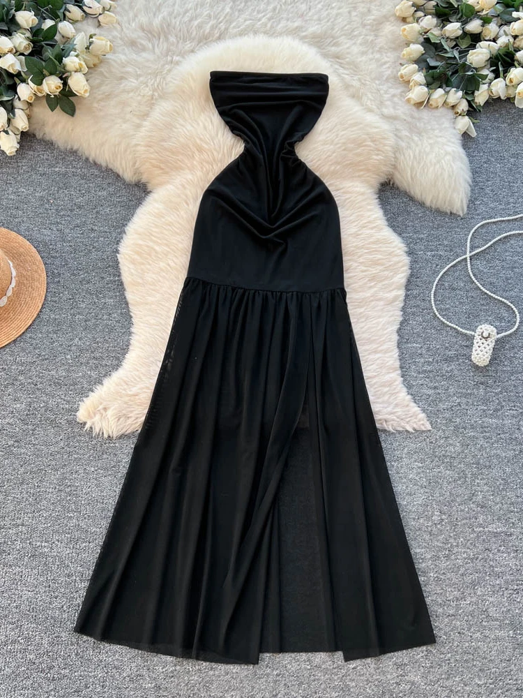 Koreaanse Sle hoge taille Svel Dr Me uitgeholde A-lijn rok woon-werkverkeer Ele Design lange Dr polyestervezel zomer