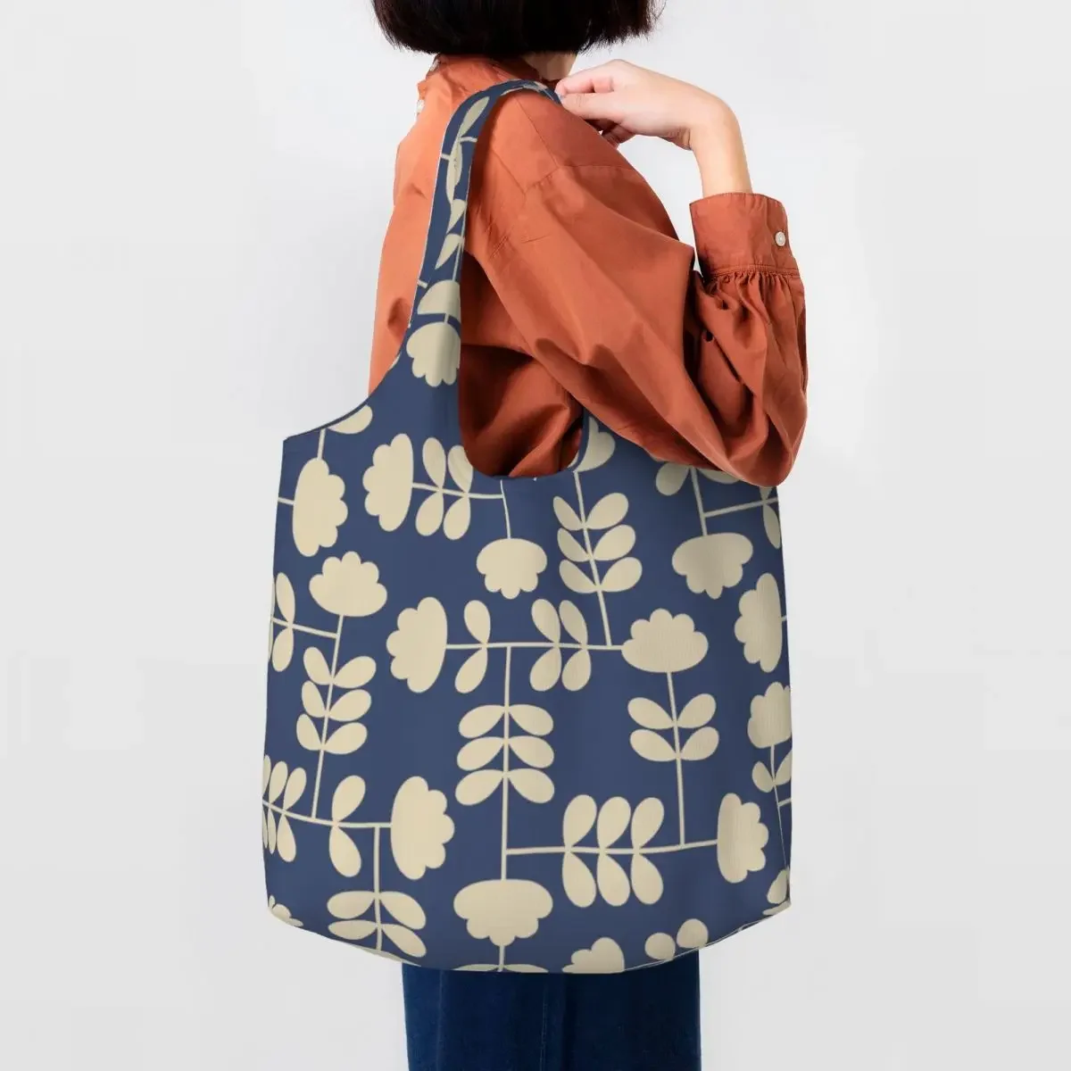 

Custom Print Cut Stem Sky Orla Kiely Shopping Canvas Bags Women Durable Big Capacity Groceries Tote Shopper Bags Handbag Gifts