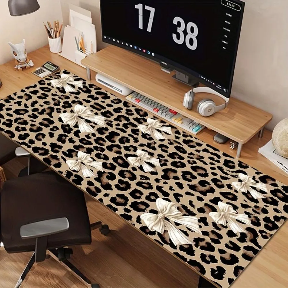Organiseurs de bureau et plateaux en caoutchouc naturel, motif léopard tendance et nœuds, tapis de souris, alfombrillas gaming