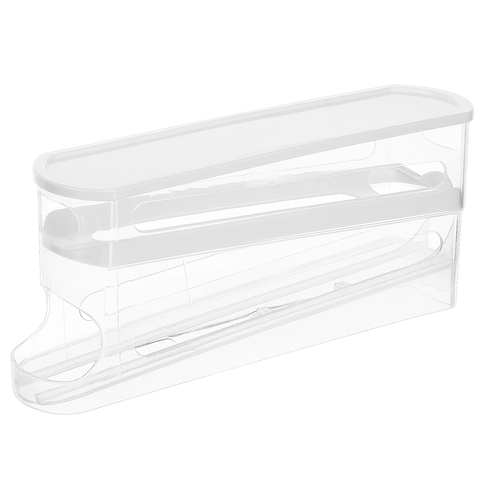 

Clear Auto Rolling Egg Dispenser Tiered Fridge Organizer Space Saving Egg Holder Kitchen Rack Eggs Drawer for Refrigerator
