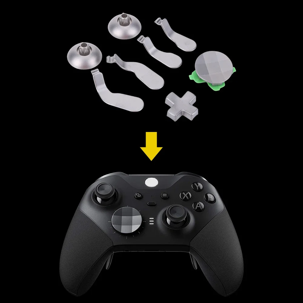 18 in 1 Replace Buttons Kit for Xbox One Elite Controller with 6 Different Metal Analog Sticks 2 D-Pads 2 Thumb Joystick Base