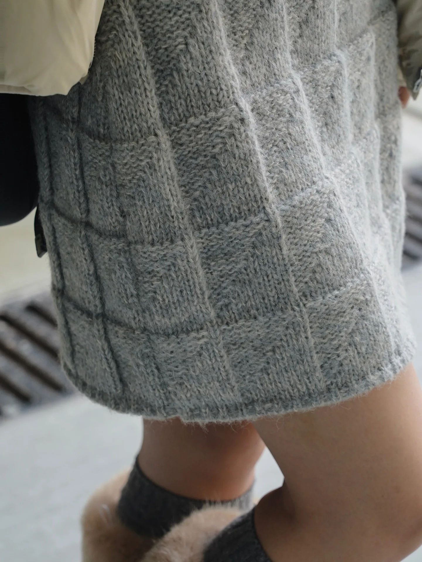 Textured Checked Wool Blend Knitted Mini Skirt Women Autumn Winter Fashion Japanese Style