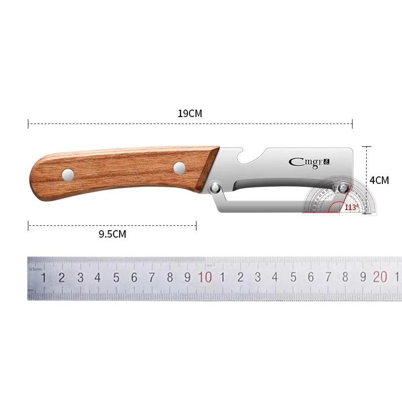 Stainless steel peeler with wooden handle for peeling and slicing fruits and vegetables | Durable and smooth operation - Image 5