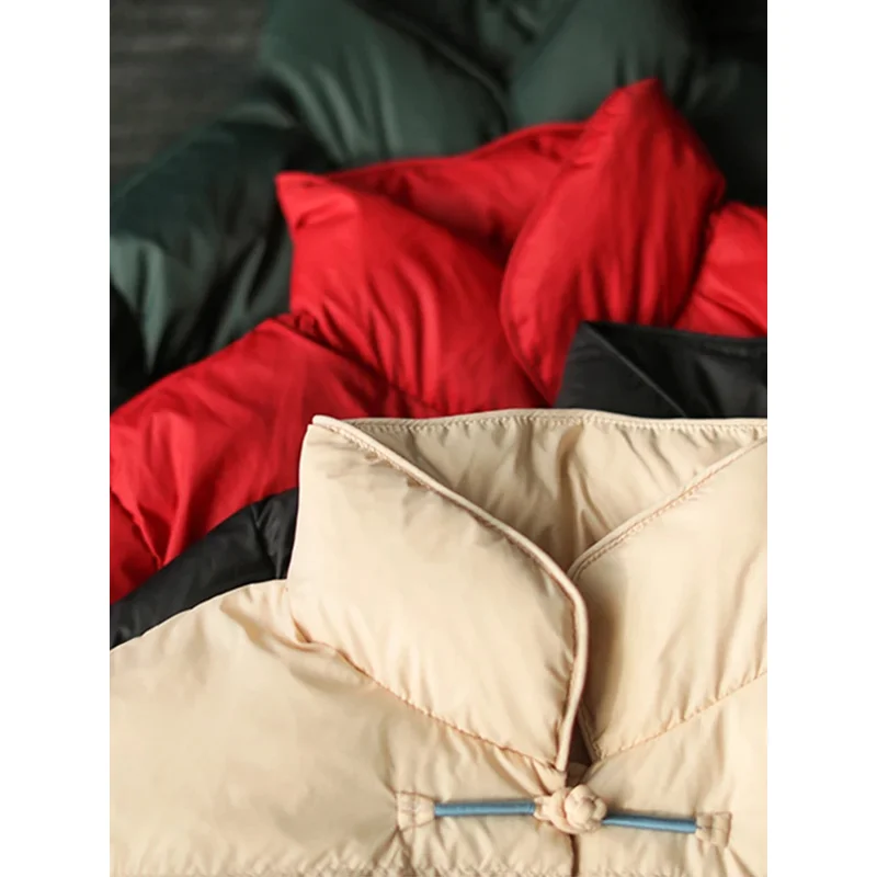 2025 New Winter Warm White Duck Down Coat Women Vintage Slim Short Jacket Female Autumn Embroidery Casual Basic Parkas Women's
