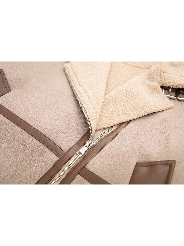 TFMLN Cappotto corto da donna invernale Moda impiombato caldo spesso colletto rovesciato Cappotto casual nuova giacca da strada femminile vestibilità ampia