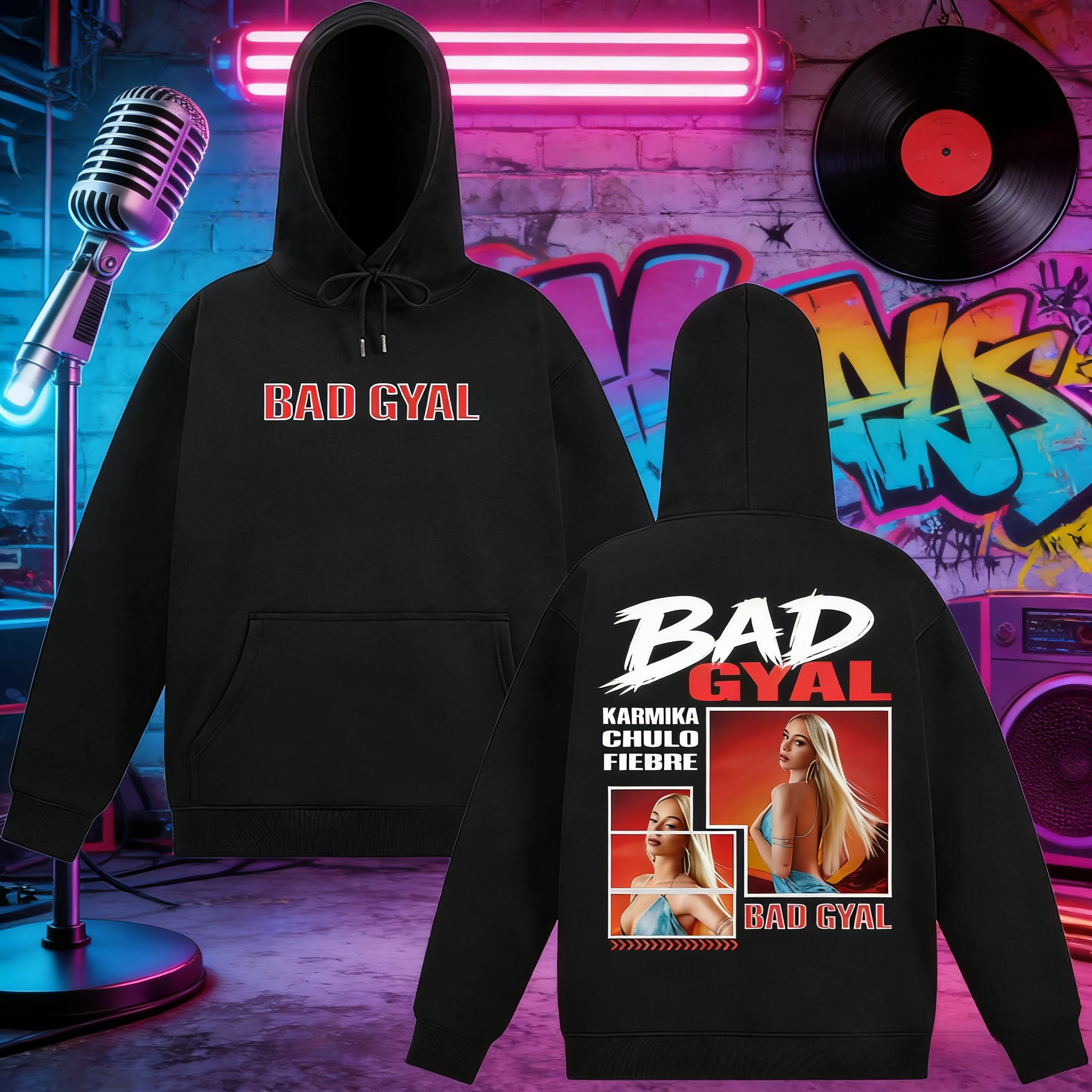 سترة بغطاء للرأس لألبوم مغني الراب باد جيل، بلوفر هيب هوب للرجال والنساء عالي الجودة، سترة بغطاء للرأس من القطن الخالص 100% مطبوعة للخريف والشتاء