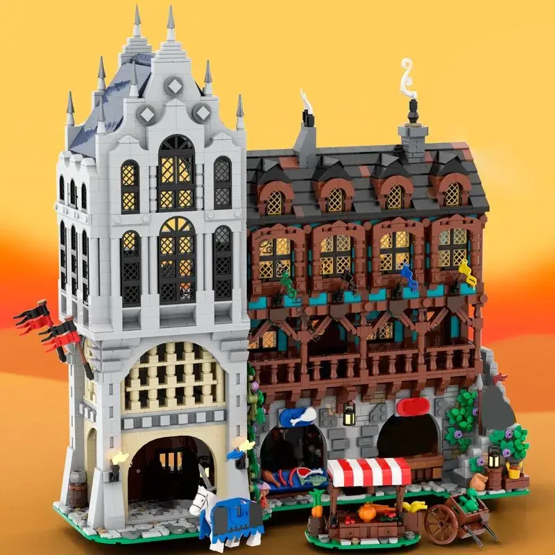 

New 4136Pcs Moc European Medieval Street View Town Square Castle Custom Puzzle Model Diy Creative Ideas Child Toy Birthday Gifts