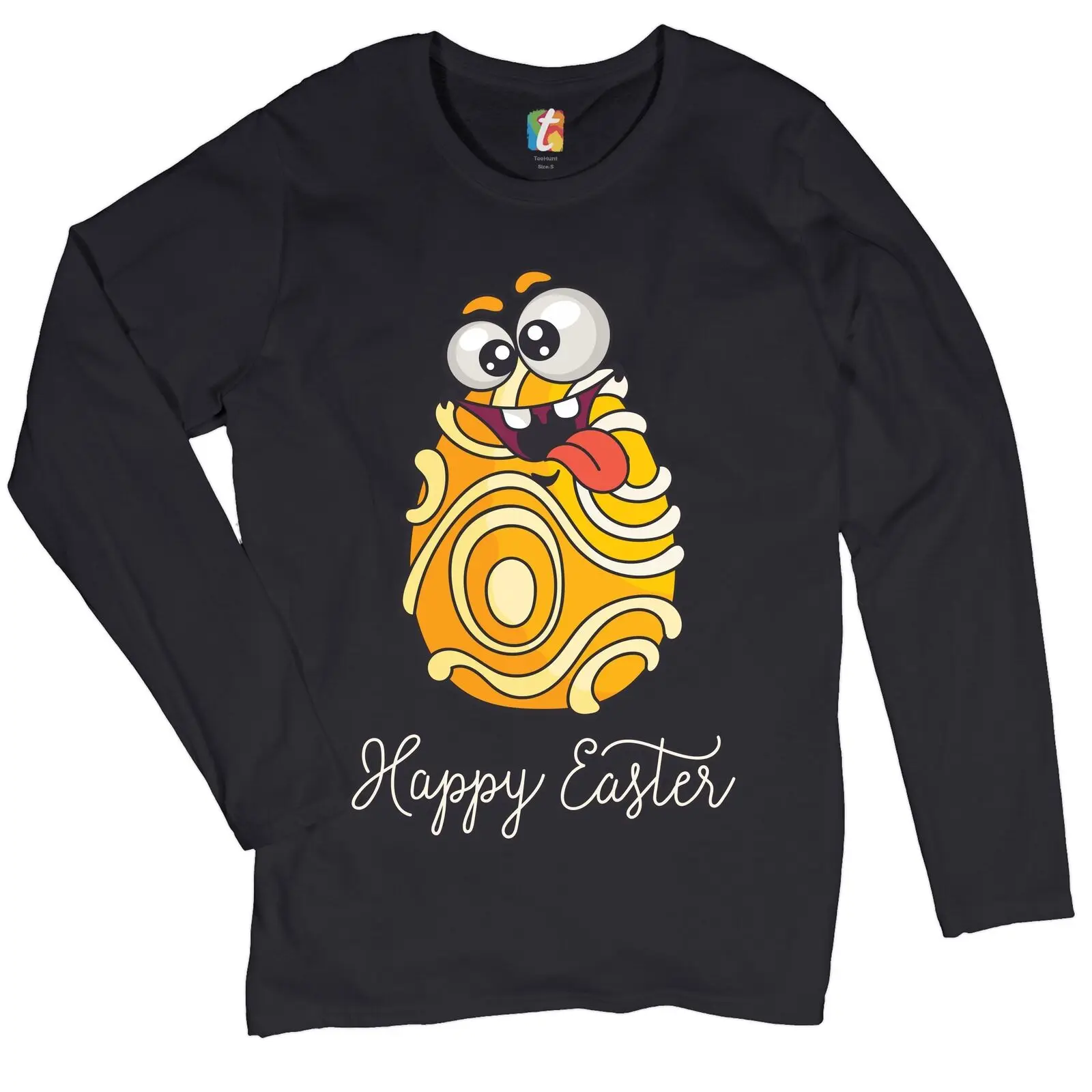 

Happy Easter Crazy Egg Women's Long Sleeve T-shirt Egg Tapping Religion Holiday