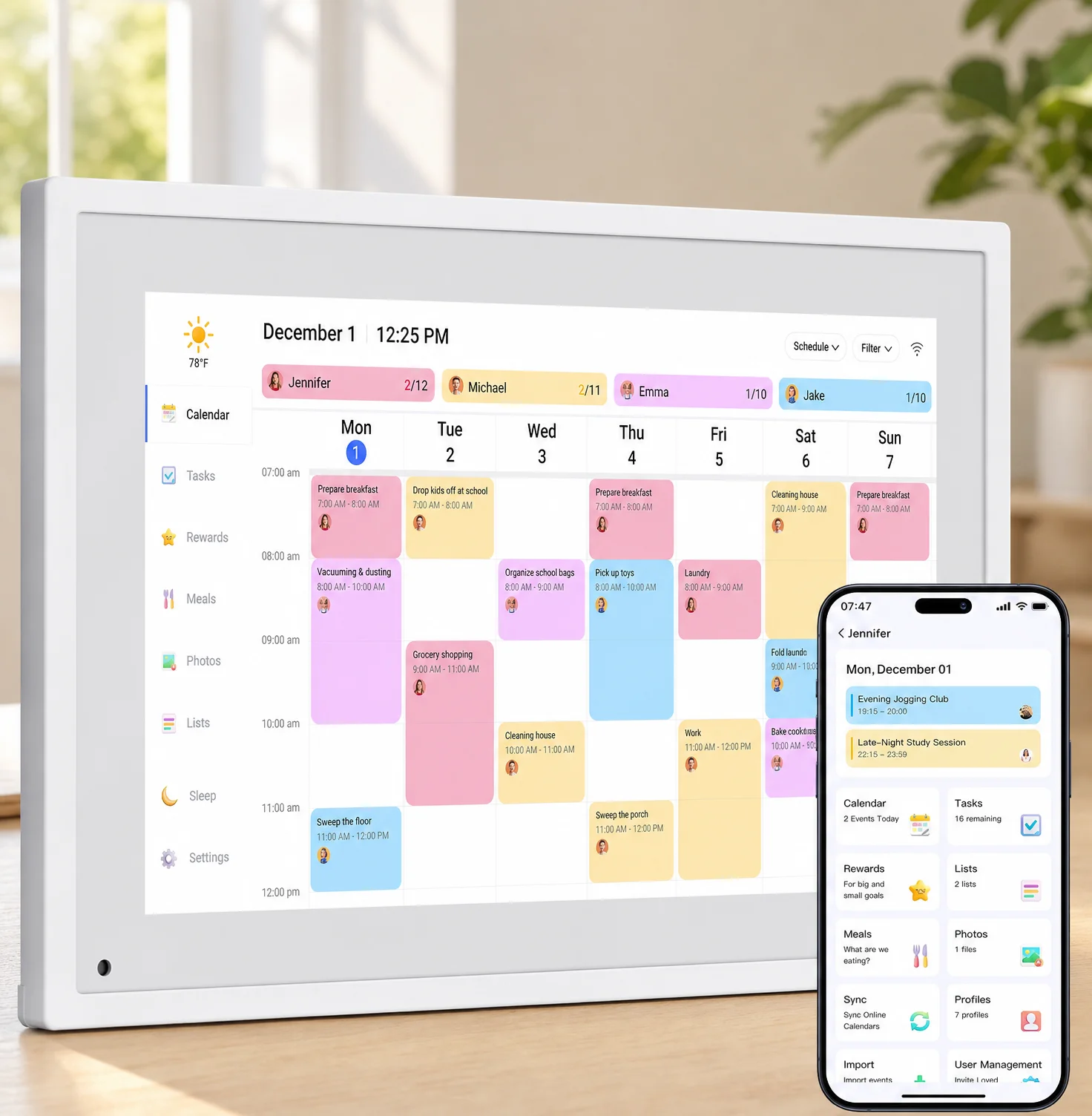 10.1 Smart Calendar Digital Wall Calendar Touchscreen Family Organizer Schedule Planner App Sync Meal Planning Task Management