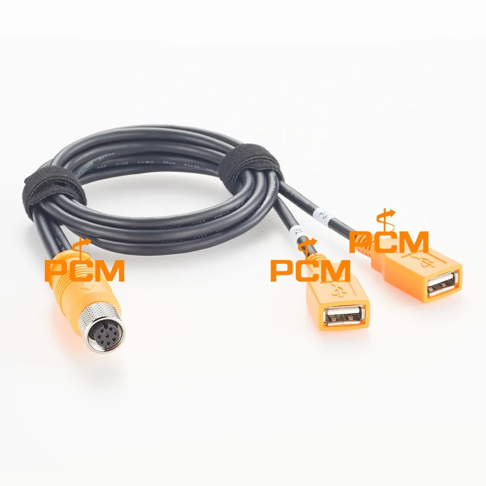 M12 A-Code 8-Pin auf Dual-USB-A 2-Port-Adapterkabel Industrielles Datenübertragungs-Verbindungskabel für Automatisierungssteuerungsgeräte – Detail 2