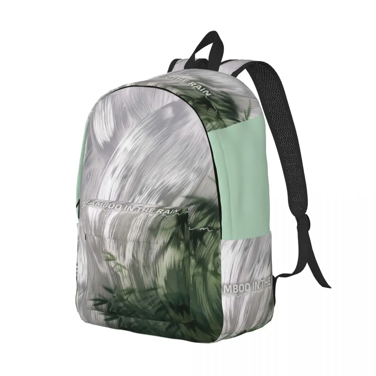 School Laptop Rucksack Center Abstract Typography Modern Minimalist Mint Green Silver White Padded Student Backpack for Books