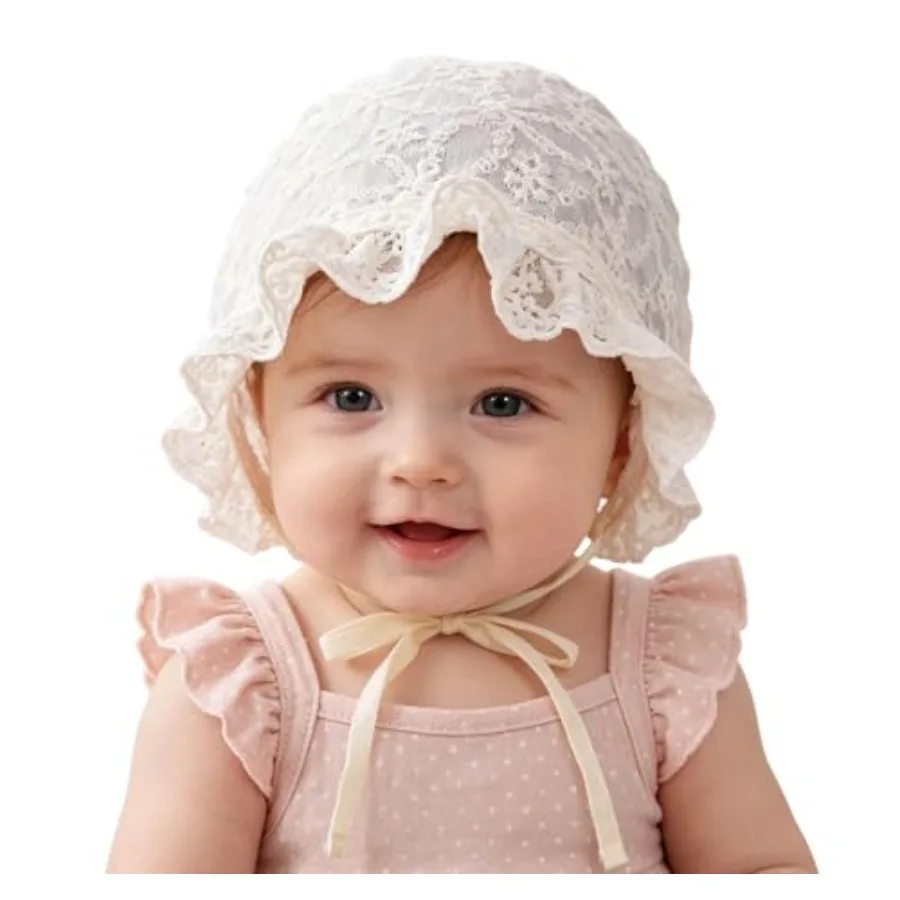 Newborn-Baby-Girl Soft-Bonnet-Cap Lace Cotton Infant Breathable Princess-Christening Eyelet-Beanie Sun-Protection-Hat