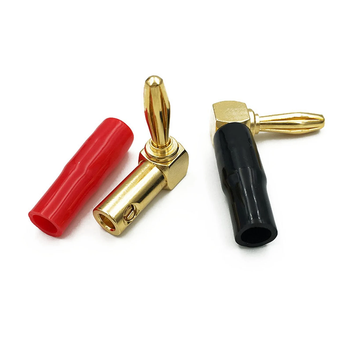 【البيع الساخن】4 قطعة مكبر للصوت المتكلم محطة ملزمة آخر 4 مللي متر الموز التوصيل جاك و 4X مرحبا نهاية النحاس الزاوية اليمنى المسمار نوع الموز التوصيل