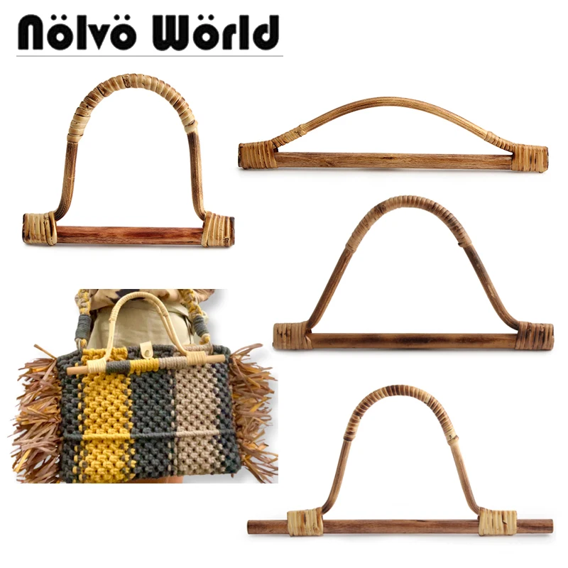 

2/4/10pcs High Level Wrapped Rattan Circle Handle Handbag Handmade Woven Macaron Bag DIY Round Purse Frame Real Rattan Handles
