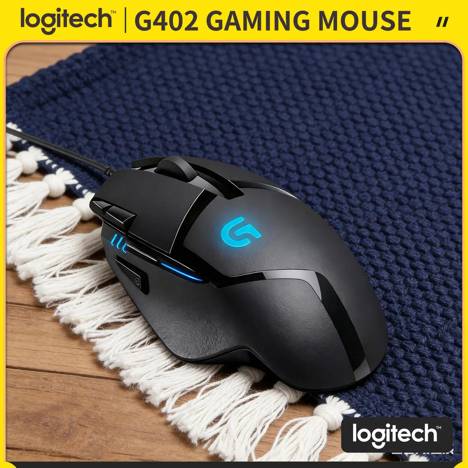 

Проводная мышь Logitech G402 с 4 уровнями DPI, 8 программируемыми кнопками, 500+ DPI, отклик 1 мс, нескользящая, для игр и офиса