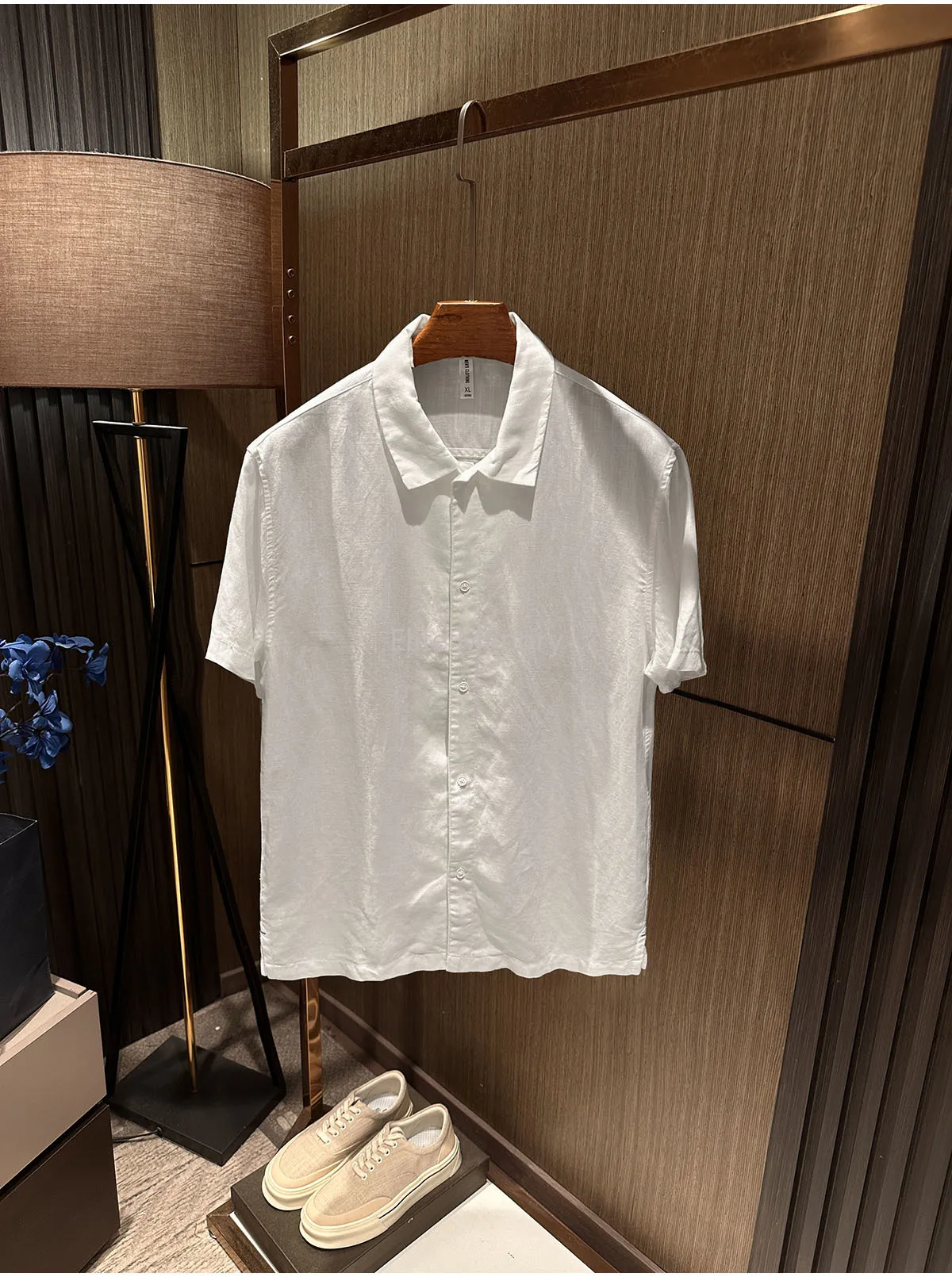 [Tencel linen blend, breathable sunscreen] Summer men's high-end casual solid color loose short-sleeved shirt