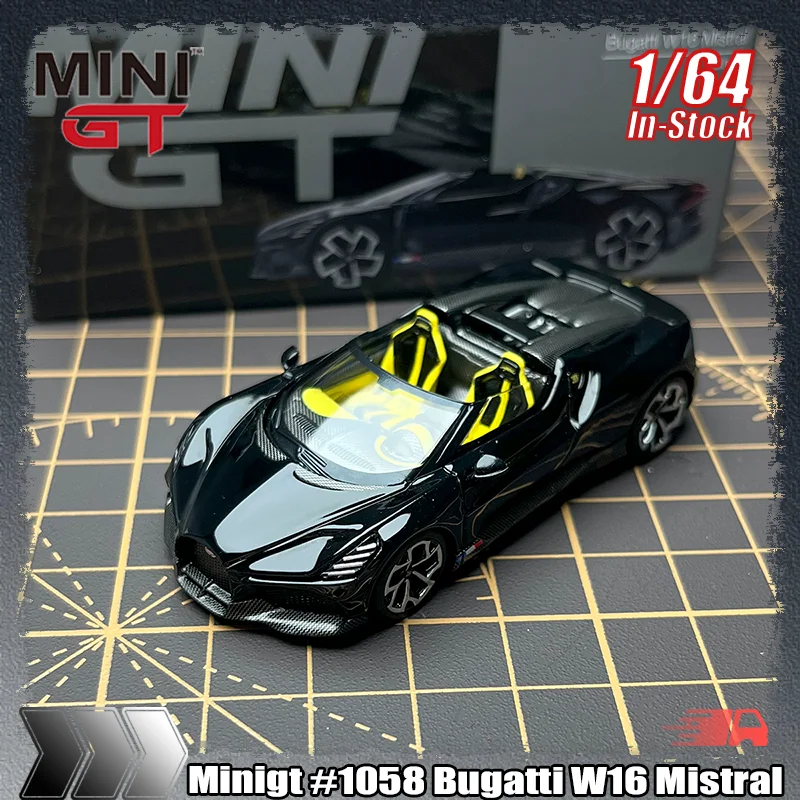 

В наличии Minigt 1:64 # 1058 Bugatti W16 Mistral миниатюрная литая под давлением модель автомобиля из сплава на заказ детская игрушка Коллекционные подарки орнамент
