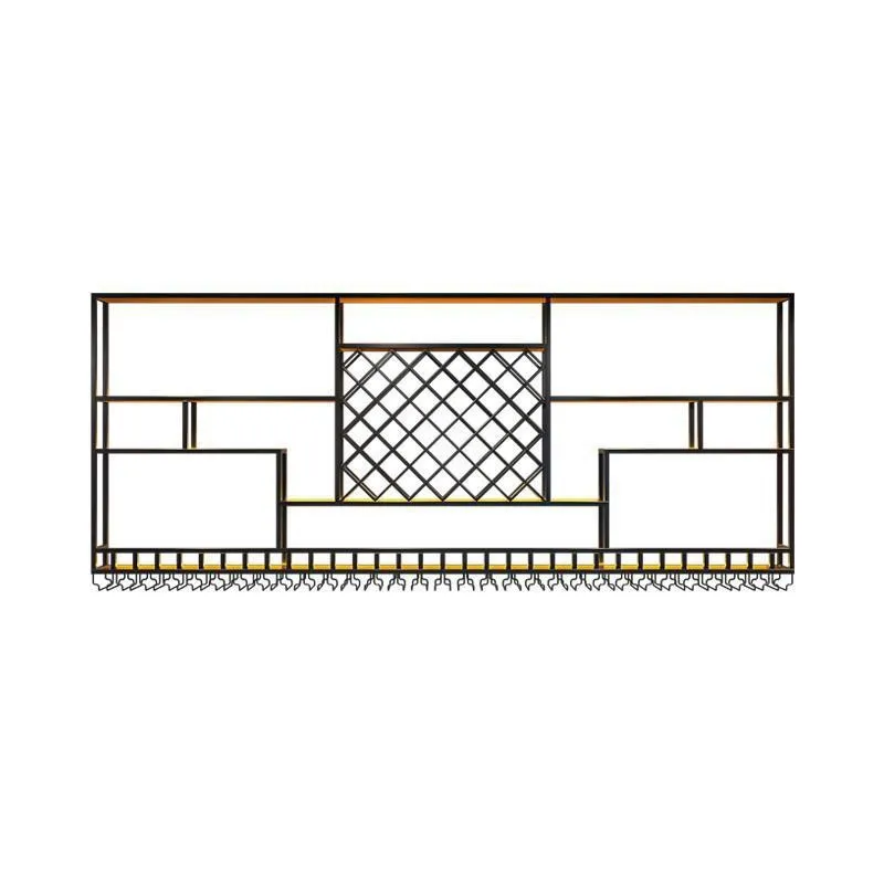 Wall type industrial wind with light wine cabinet creative rack bar bar counter wrought iron wall hanging wine rack red wine gla
