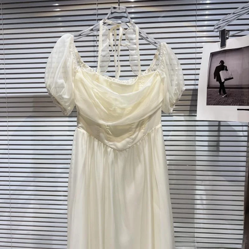 صيف جديد Sle صغير Fraance الرياح ندفة الثلج Ne معلقة مربوط الخصر ort Sve طويل Dr المرأة Faion Dr